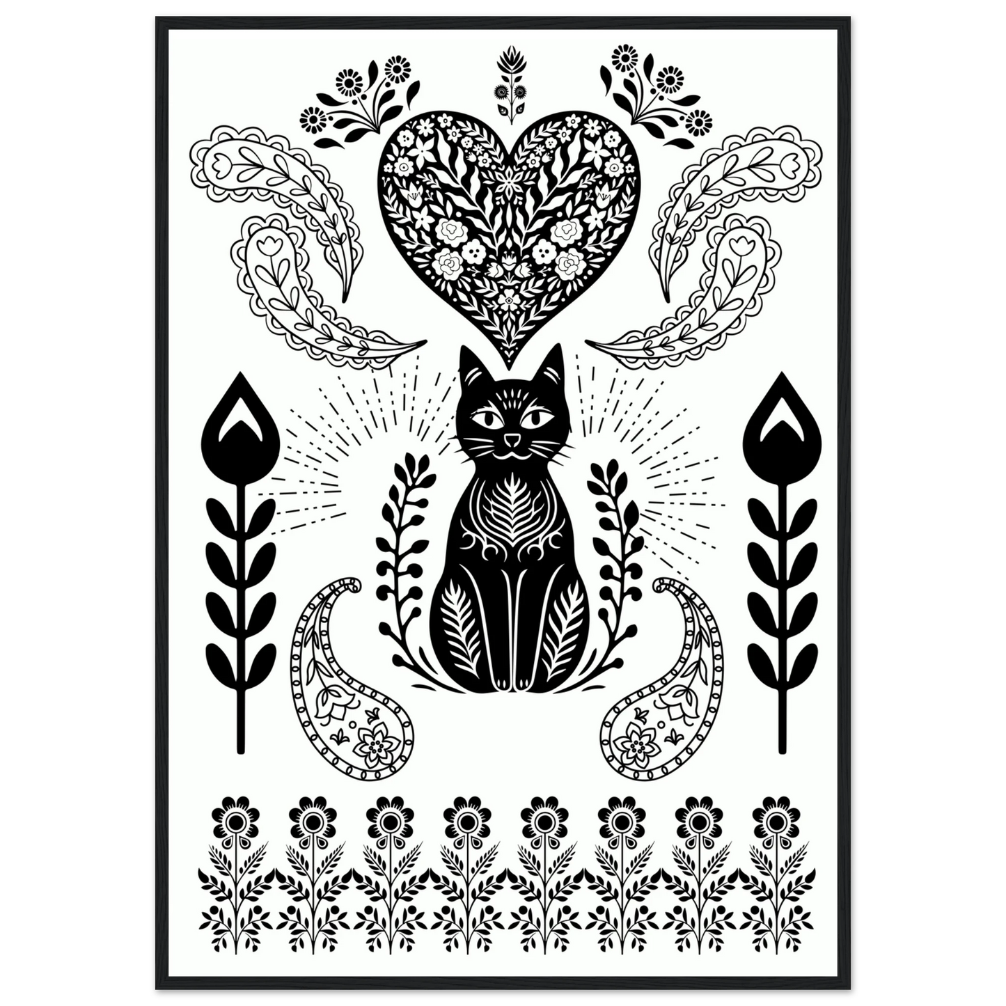 Zen pat art print in a Black frame size A1 (59.4 x 84.1  cm) affordable wall art by Art Aunty NZ