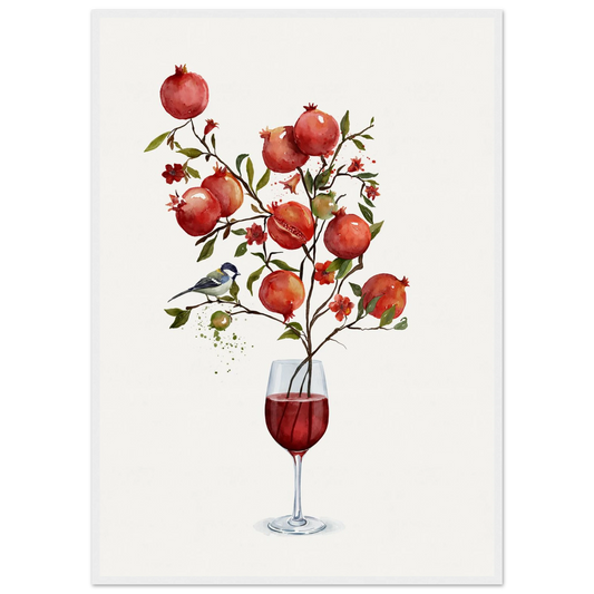 Pomegranate serenity watercolor wall art print by ioana horvat choose your size frame art print in a White frame size 21x29.7 cm / 8x12" affordable wall art by Art Aunty NZ