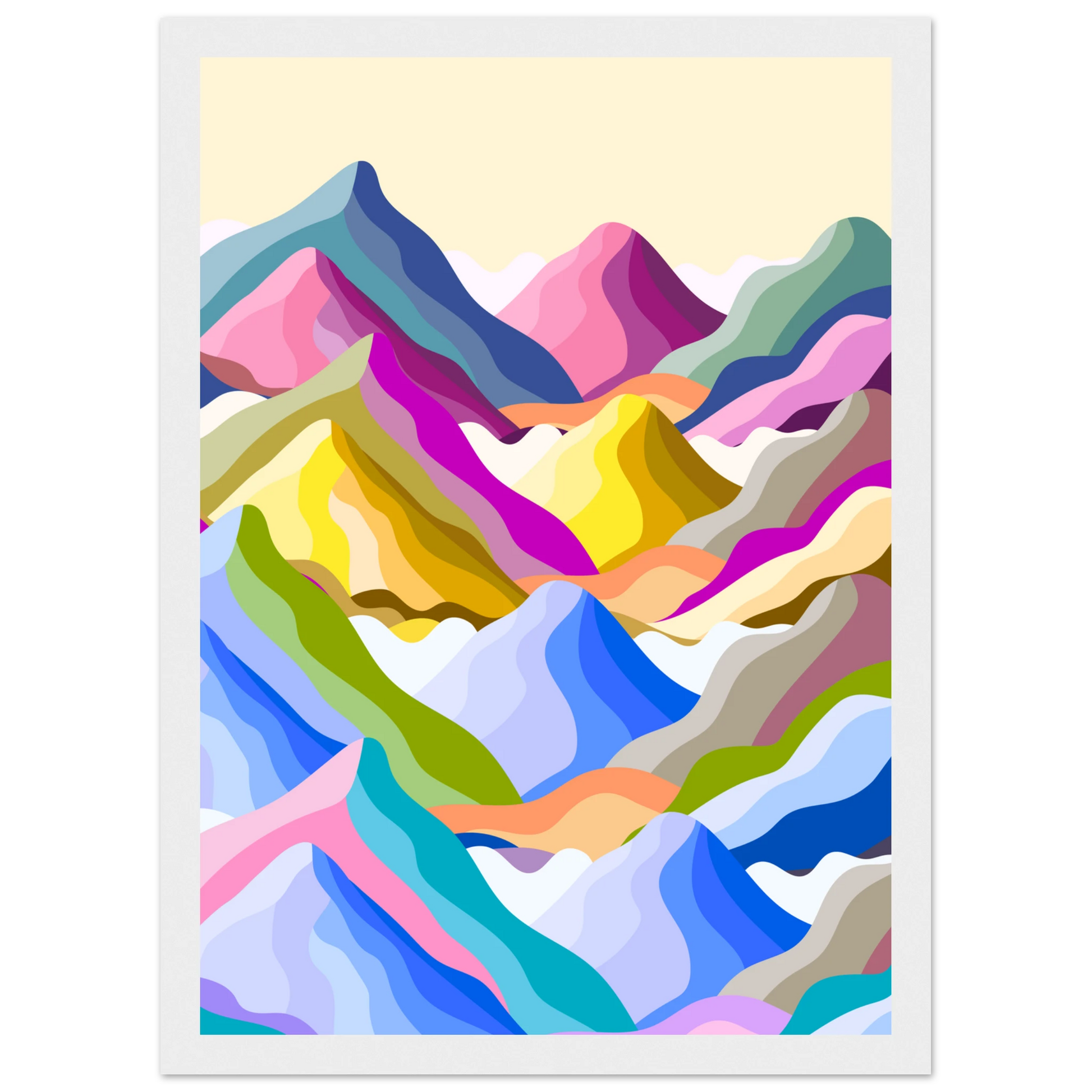 Abstract mountain peaks art print kaleidoscope ridge by anya trut in your choice of frame art print in a Wood frame size A1 (59.4 x 84.1  cm) affordable wall art by Art Aunty NZ