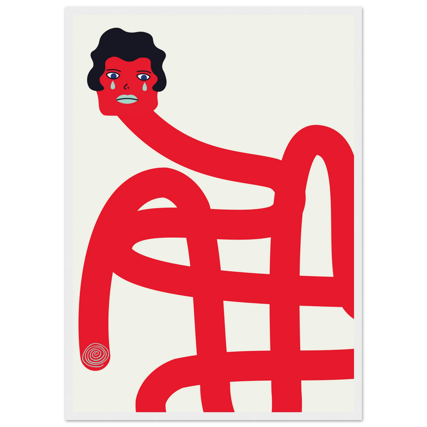 Crybaby framed art print by anya trut expressive abstract wall decor in your choice of size frame art print in a Wood frame size A2 (42 x 59.4  cm) affordable wall art by Art Aunty NZ