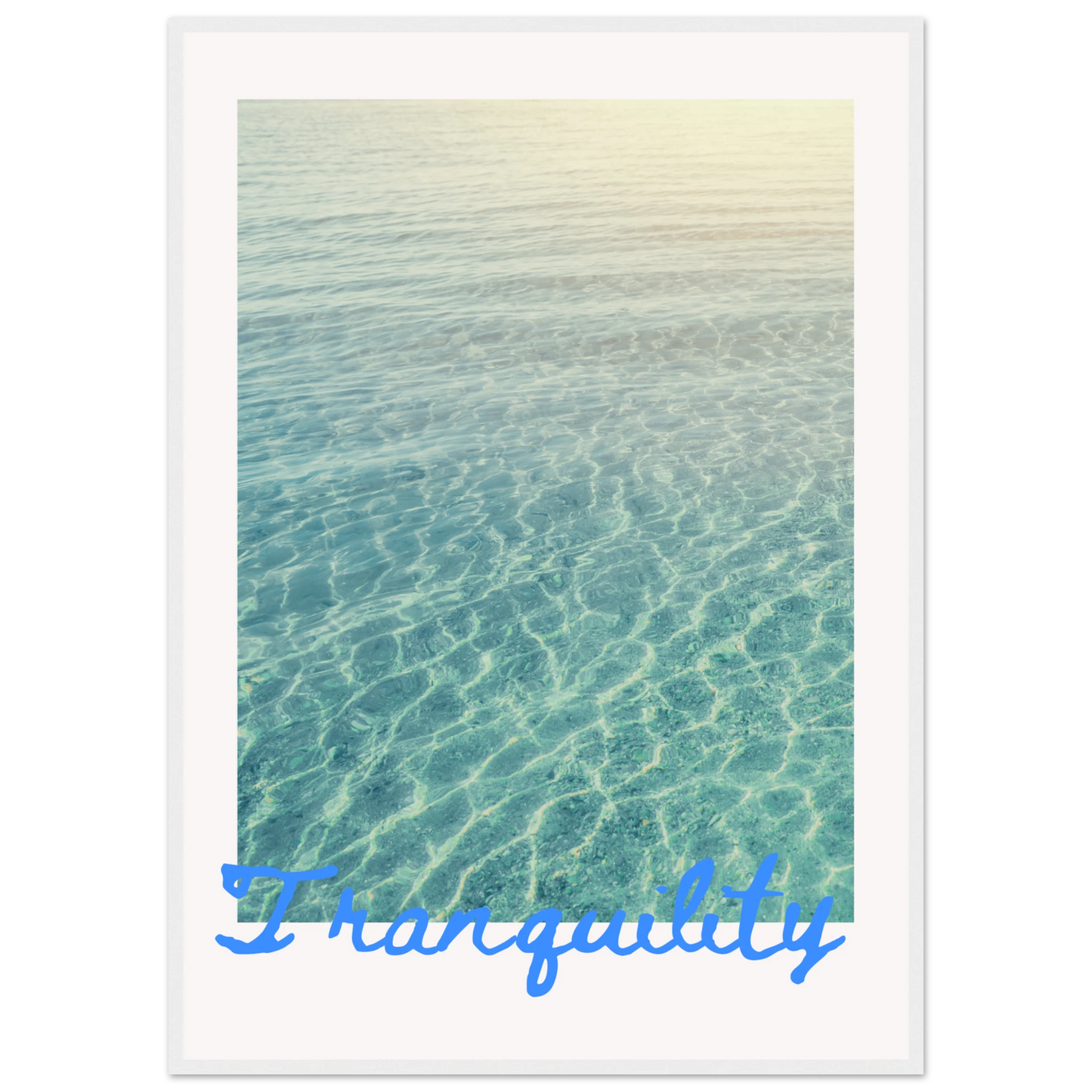 Tranquility framed serene water reflection art print by anya trut in your choice of size and frame finish art print in a White frame size 21x29.7 cm / 8x12" affordable wall art by Art Aunty NZ