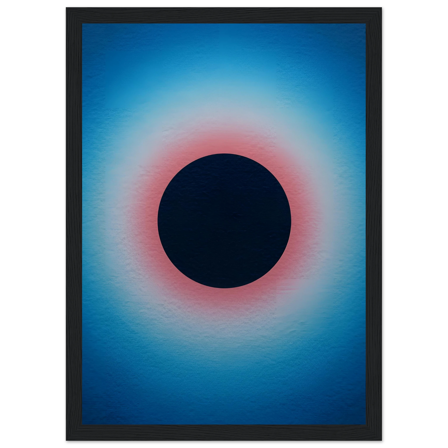 Radiant eclipse framed poster abstract art in three sizes custom frames art print in a White frame size A2 (42 x 59.4  cm) affordable wall art by Art Aunty NZ