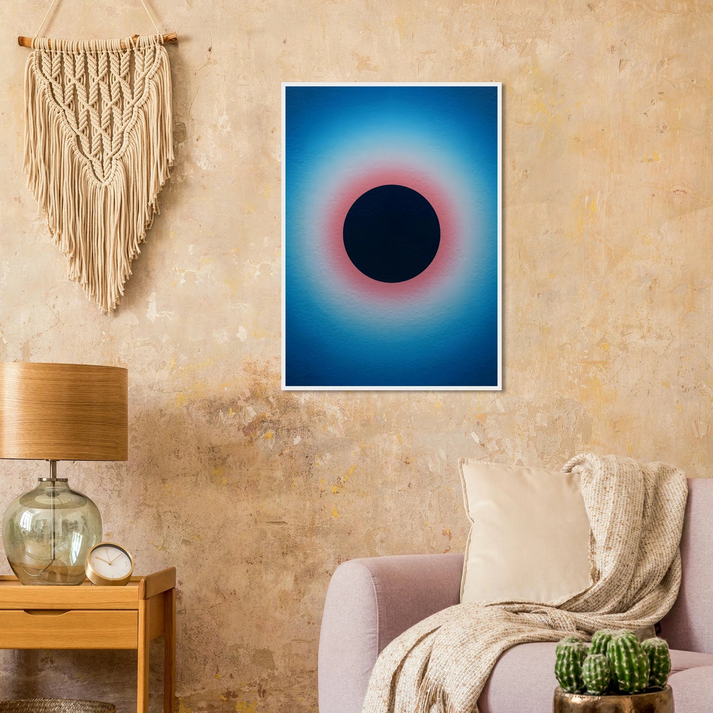 Radiant eclipse framed poster abstract art in three sizes custom frames art print in a  size  affordable wall art by Art Aunty NZ